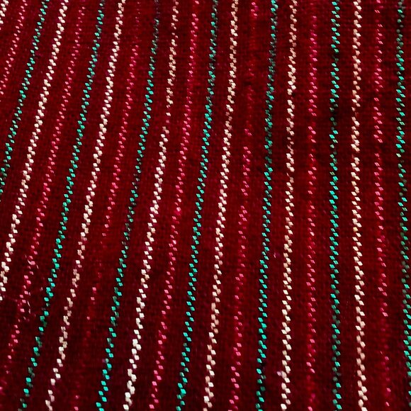 Christmas Tablecloth Red w/ Red Gold Green Metallic Stripes. Long - Picture 6 of 7